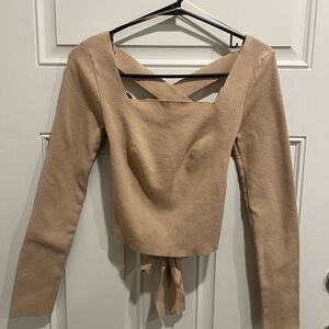 Chic Beige Long Sleeve Top